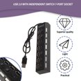 thumbnail image 3 of Interrupteur 7 Ports USB 2.0 Haute Vitesse pour Ordinateur Portable PC, 3 of 8
