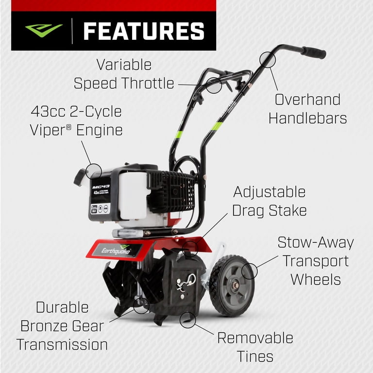 Earthquake Gas Powered Yard Garden Hand Cultivator with 43cc 2