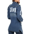 thumbnail image 7 of Notus Women's Casual Slim Distressed Long Sleeve Denim Lapel Jacket Windbreaker Outercoat Mid Blue XXL, 7 of 7