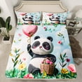 thumbnail image 2 of Castle Fairy Floral Panda 3pcs Twin Sheet Sets,Cartoon Animal Twin Fitted Sheet,Love Heart Print Breathable Flat Sheet,Ultra Soft Wildlife Home Decor, 2 of 7