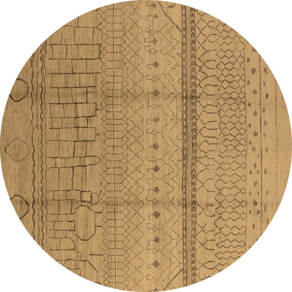 Ahgly Company Indoor Round Oriental Brown Industrial Area Rugs, 7' Round
