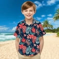 thumbnail image 2 of Stamzod Girls Clothes Size 8 Fashion Tropical Printing Summer Girls Hawaiian Shirt with Pocket Casual Loose Short Sleeve Girls Button Down Shirt Red 5 Years, 2 of 7