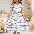 thumbnail image 2 of Eltusu Casual Dresses for Girls, Short Sleeve Crewneck Printed Ruffle Sleeve Summer Dress White Size 7-8 T, 2 of 8