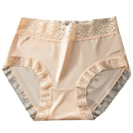 

Womens Underwear Briefs Comfortable Playful Traceless Ice Silk High Waist Silk Cotton Crotch Triangle Panties