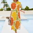 thumbnail image 3 of 2024 Colorful Fruit Print Casual Dress Orange Lemon Street Fashion Dresses V Neck Elegant Chiffon Dress Long Sleeve Vestido Big Size, 3 of 7