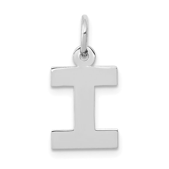 14k White Gold 14KW Small Block Letter I Initial Charm Pendant