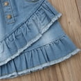 thumbnail image 5 of Kids Toddler Girl Denim Mini Skirts Elastic Waist Button Ruffles Jeans Skirt A Line Short Pleated Skirt with Pockets, 5 of 7