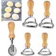 thumbnail image 3 of Ravioli Stamp Maker Cutter Set - 5Pcs Pasta Roller Wheel Mold with Wooden Handle & Fluted Edge Ravioli Dumpling Maker Set for Cookie Biscuit Pasta Dough, 3 of 5