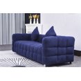 thumbnail image 6 of 80" Accent Sofa, Modern Grain Fleece Tufted Upholstered Living Room Sofa with 2 Pillows and Metal Legs, Comfy 3-Seater Sofa Couch with Wide Armrest for Living Room, Bedroom, Blue, 6 of 7