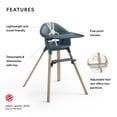 thumbnail image 2 of Trona Stokke Clikk, color azul fiordo - Trona todo en uno con bandeja + arnés - Ligera, duradera y fácil de viajar - Ergonómica con características ajustables - Ideal para 6-36 meses o hasta 33 libras, 2 of 5