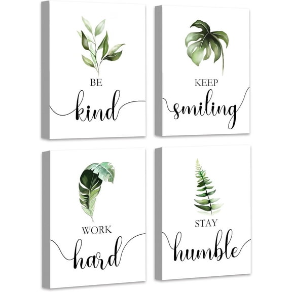 Boho Botanical Plant Inspirational Wall Decor, Motivational Wall Art, Office & Bedroom Wall Decor, Positive Quotes & Sayings, Daily Affirmations for Men, 8x10 inch (20x25 cm,Wooden Frames)