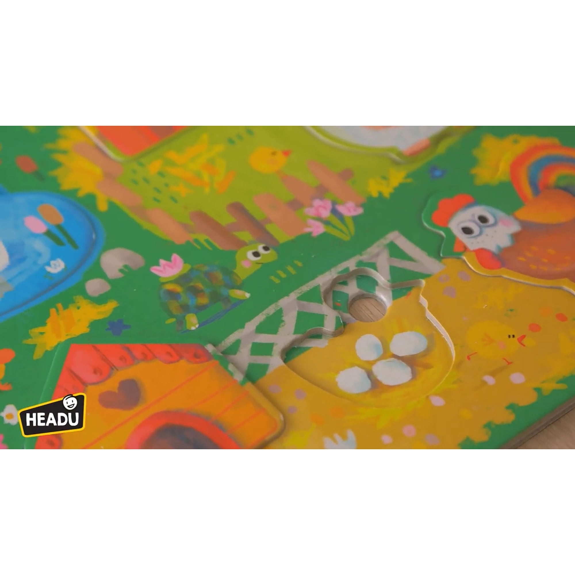 Headu: Play Farm Montessori - Matching & Sorting Game, Color-Shape Pairing, Animal & Object Reveal, Oversized Tiles, Farm Puzzle Scenes, Toddlers 2-4