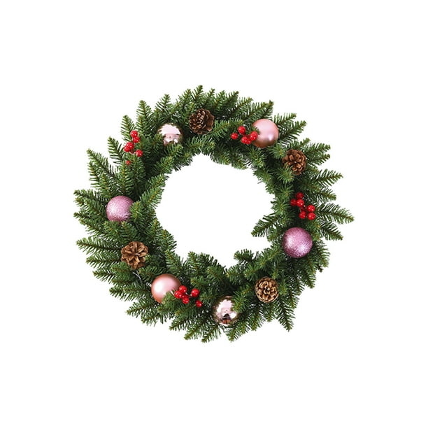 Girlanda Decoraciones de Navidad 30cm Corona de Navidad Artificial Verde Vinas de Bayas de Pvc Coronas de Navidad para la Puerta Delantera Decoración Del Hogar de la Fiesta de Vacaciones
