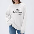 thumbnail image 1 of HOZADOIE Pulls pour Femmes Imprimé Lettre Couleur Unie Manches Longues Col Rond Polyvalent Ample Simple Confortable Chandail Automne Hiver Style, 1 of 6