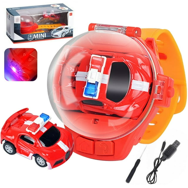 Mini Watch Car Children‘s Alloy Watch Remote Control Car 2.4GHz USB Rechargeable Watch RC Racing Car with Screwdriver Remote Control Watch Car Toys for Boy and Girl Christmas Birthday Gif