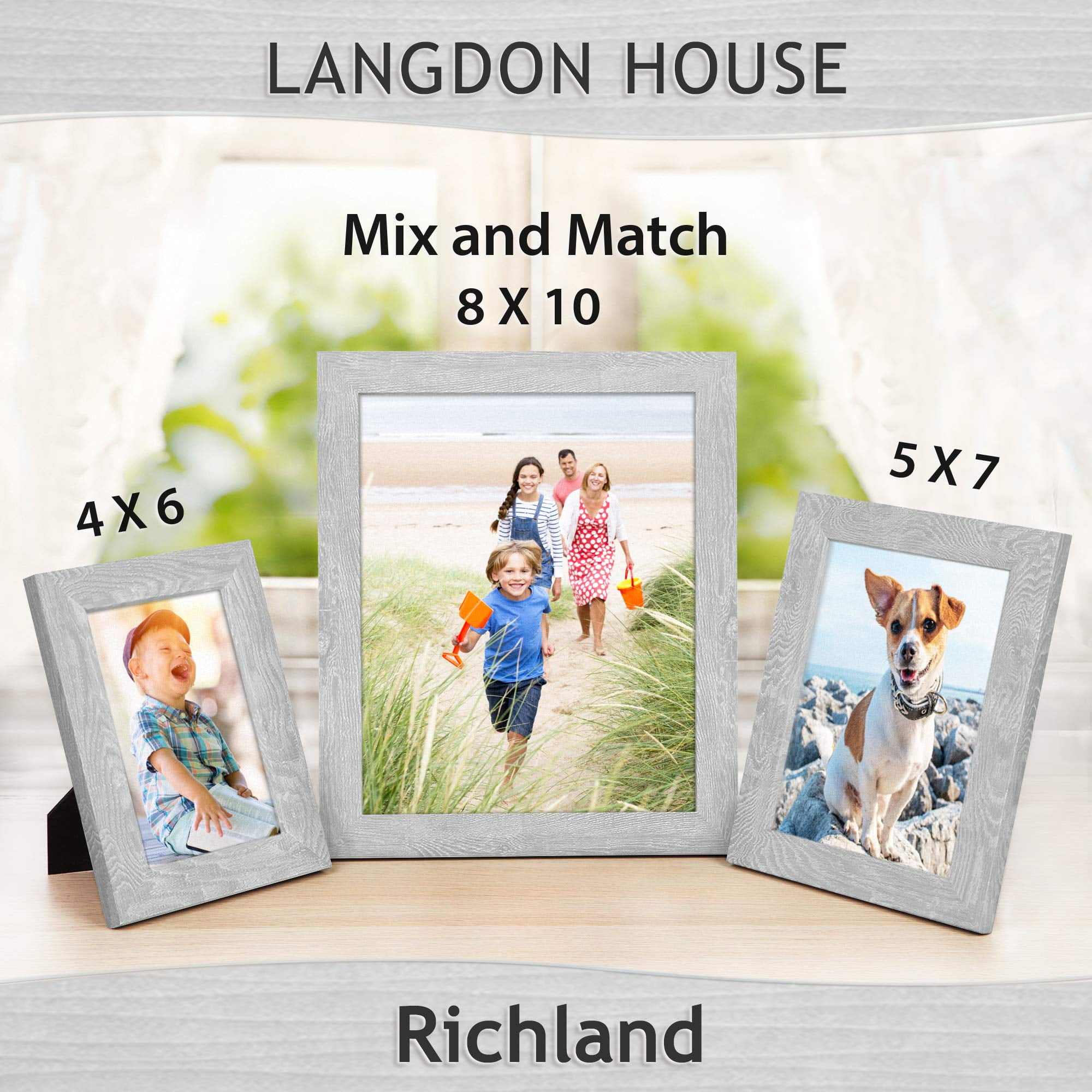 Langdon House 4x6 Picture Frames (Distressed White, 3 Pack) Farmhouse Style, Richland Collection