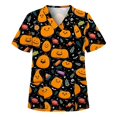 thumbnail image 2 of Halloween mujeres uniforme de enfermería Scrub Tops manga corta impresa ropa de trabajo camiseta con bolsillo, 2 of 2