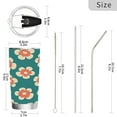 thumbnail image 3 of 20oz Stainless Steel Tumbler with Straw, Double Wall Insulated Travel Tumbler Peach Color Flowers, 3 of 8