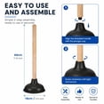 thumbnail image 2 of YEMNPIOS 1 Pc 18 Inch Toilet Plunger Wooden Handle Heavy Duty Rubber Suction Cup for Sink Drain Black, 2 of 6