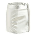 thumbnail image 4 of vigerkar Women Basic High Waisted Mini Party Bodycon Leather Short Skirt White, S, 4 of 9