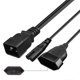 thumbnail image 2 of C20 To C7 + Eu4.0mm Y Splitter Power Plug Cord Single Iec 320 C20 Male To C7, 2 of 5