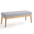 thumbnail image 5 of GZXS Mid-Century Modern Upholstered Bench, 43.5" Button-Tufted Seat with Solid Birch Legs, for Living Room, Entryway, Windows or End of Bed (Light Gray), 5 of 9