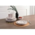 thumbnail image 3 of 222 Fifth Adelaide Brown on White 12-Piece Dinnerware Set – Service for 4, Plate & Bowl Set,Durable Porcelain, Dishwasher Safe, for Everyday Dining & Entertainment, 3 of 5