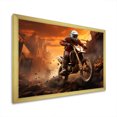 thumbnail image 2 of Designart "Dirt Bike Adventure Orange and Black Rider III" Transportation Framed Wall Art Decor - Modern Orange Motorcycle Entryway Framed Wall Art Print, 2 of 6