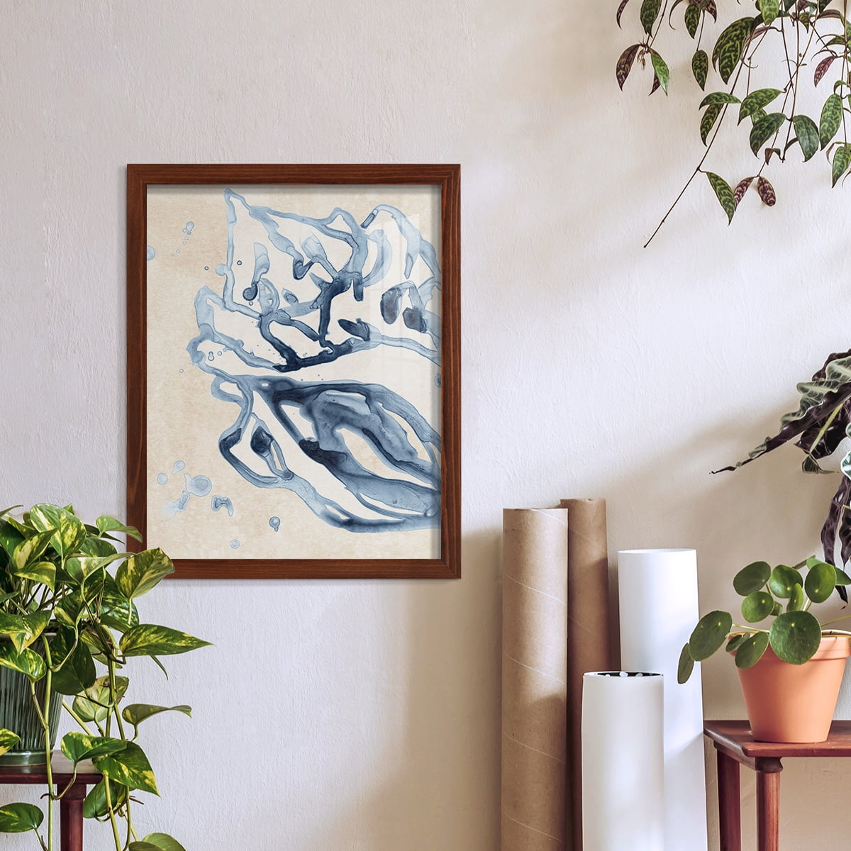 Water Shells II - Framed Print w/glass - Chestnut