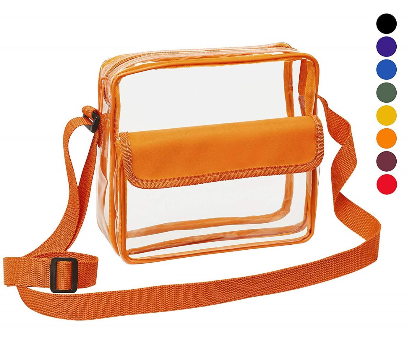 Clear Crossbody Messenger Shoulder Bag with Adjustable Strap (Orange