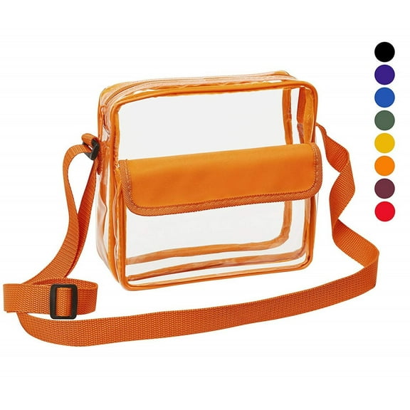 Clear Crossbody Messenger Shoulder Bag with Adjustable Strap (Orange)