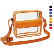 Clear Crossbody Messenger Shoulder Bag with Adjustable Strap (Orange)