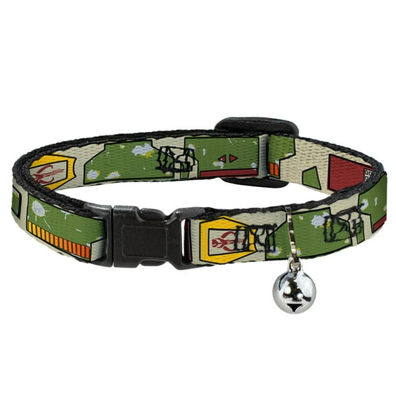 Star Wars Breakaway Cat Collar With Bell, Plastic Clip, Easy Adjustable, Star Wars Boba Fett Utility Belt Bounding Tan, 8.5 to 12 Inches 0.5 Inch Wide