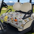 thumbnail image 2 of COEQINE Universal Golf Cart Seat Towel Blanket with 4 Front Pockets & Convenient Fold-Away Design, Fits for EZGO, Yamaha, Club Car and More 2 Person Seats, Gray Cartoon Golf Pattern, 2 of 8