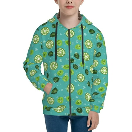 

Hoodies for Women green Lemon leaves bubble Long Sleeve Sweatshirt Drawstring Zip Up Hoodie with Pockets Teen Girl Clothes