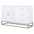 thumbnail image 4 of Harper & Bright Designs Queen Murphy Bed Wall Bed with Gold Leg, Queen Size Cabinet Bed Folding Wall Bed with Frosted Glass Doors Design and Fake Drawers, White, 4 of 12