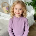 thumbnail image 2 of Kids Thermal Shirt Purple Long Sleeve Shirts Turtleneck Shirt Basic Tees Fall Tops Girl Clothes Size 5-6 Years, 2 of 5