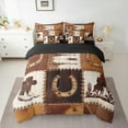 thumbnail image 3 of Homewish Rustic Western Cowboy 7pcs Bedding Comforter Set,Retro Cattle Hide Queen Bedding Sets,Country Horseshoe Cowboy Boots Queen Sheet Sets For Girl Boys,Ultra Soft Home Decor Reversible, 3 of 9