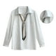 thumbnail image 4 of Camisa de gasa para mujer, manga larga, cuello vuelto, fina y elegante, Top de gasa para primavera y otoño para el trabajo, blanco L, 4 of 8