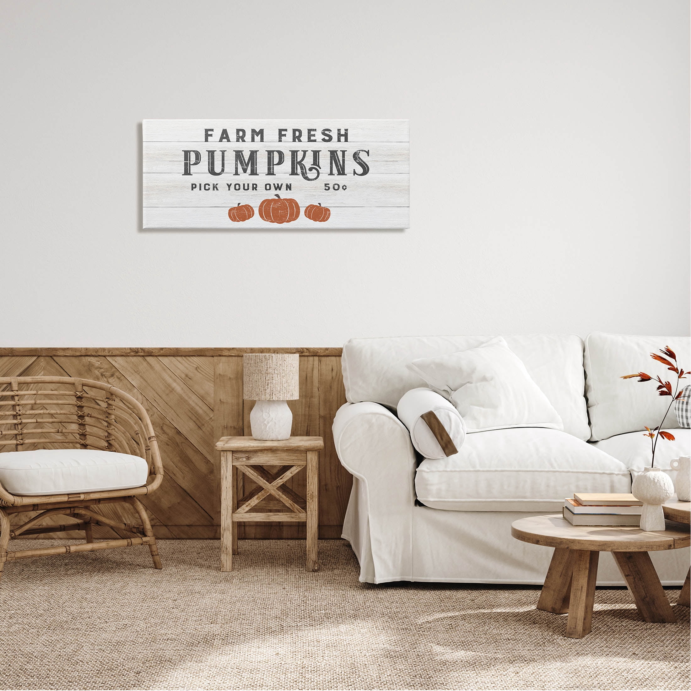 Stupell Industries Farm Fresh Pumpkins Country Sign Graphic Art Gallery Wrapped Canvas Print Wall Art, Design by CAD Designs
