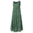 thumbnail image 4 of Jinhomg Womens Cute Boho Dresses Flowy Swing Pleated Dress Loose Fit Comfy Sleeveless Maxi Tank Dresses Casual Vacation Beach Dress Green XXL, 4 of 7