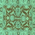 thumbnail image 1 of Ahgly Company Indoor Square Oriental Turquoise Blue Traditional Area Rugs, 6' Square, 1 of 4