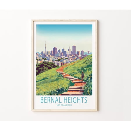 Bernal Heights San Francisco California City View Wall Art, Unframed Paper Poster 8x10in
