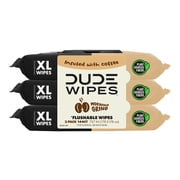 DUDE Wipes Morning Grind   Coffee Scented Extra-Large Flushable Wipes  3 Pack (144 Count)  Infused with Coffee Oil, Aloe & Vitamin E  Septic & Sewer Safe