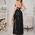 thumbnail image 5 of Levmjia Women's Lace V-Neck Long Nightgown Suspenders Nightgown Set for Honeymoon Valentine Comfortable Sleepwear Pajamas with Garter Belt and Underwear, 5 of 6
