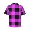 thumbnail image 3 of Easygdp Purple Black Buffalo Plaid Men's Hawaiian Shirts Print Lapel Short Sleeve for Beach, vacation, party, casual occasions - XX-Large, 3 of 9