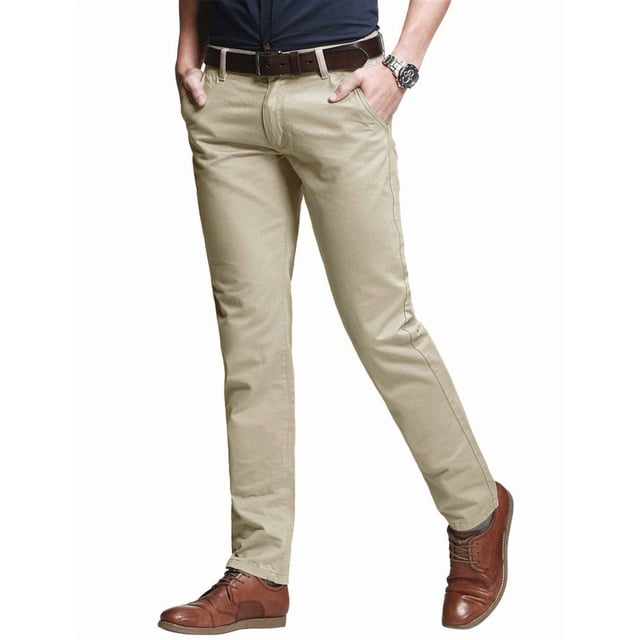 Pant Match para hombre, delgado, cónico, elástico, casual 8060, caqui
