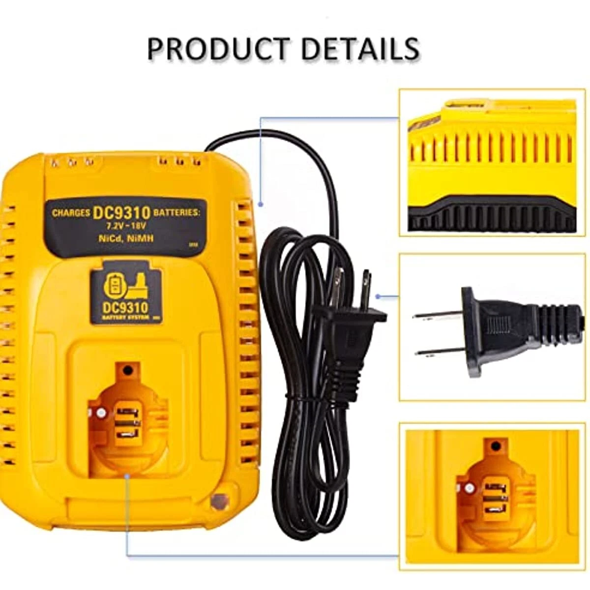 Fast Battery Charger DW9116 for Dewalt 7.2V-18V DC9096 DC9091 Battery DC9310