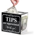 thumbnail image 1 of Lesnala Acrylic Tip Jar for Money Collection, Bartender, Donation, Raffle, Cash Storage Box, 6 x 4 x 5 inch, Transparent, 1 of 7