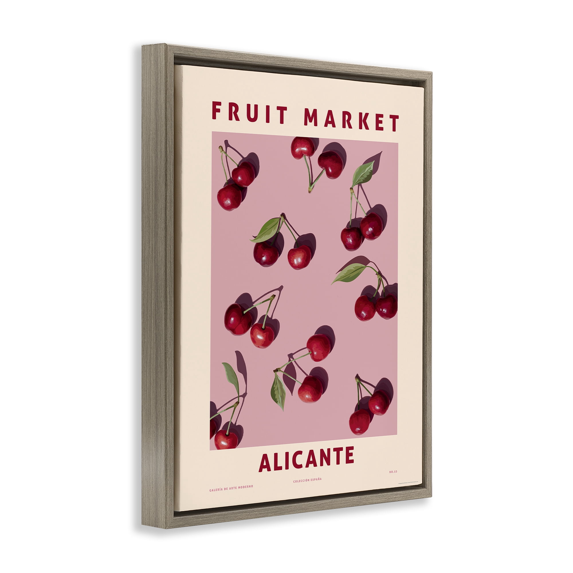 Stupell Industries Fruit Market Cherries Food & Beverage Painting Brown Floater Framed Canvas Art Print Wall Art, 17 x 21